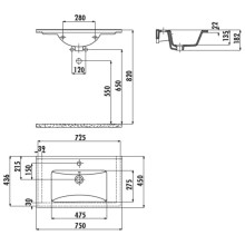 Раковина 75х45 см Creavit Su SU075-00CB00E-0000
