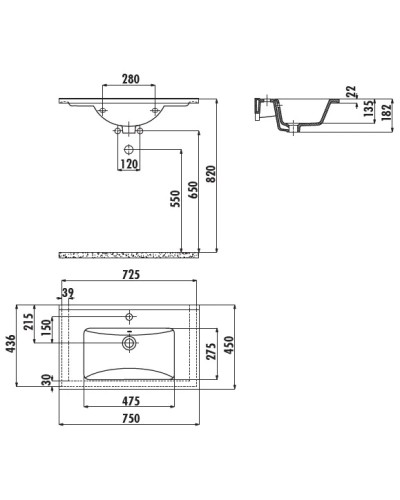 Раковина 75х45 см Creavit Su SU075-00CB00E-0000