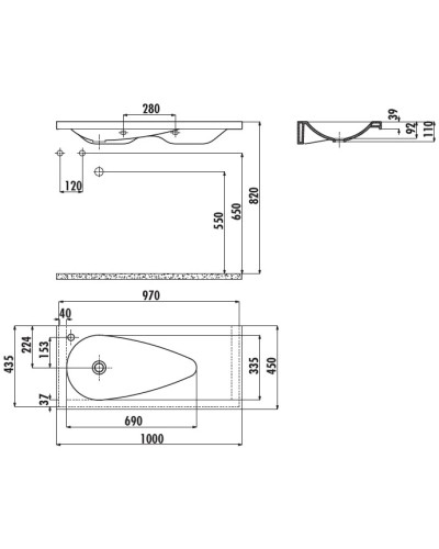 Раковина 100х45 см Creavit Trump TP101-00CB00E-0000