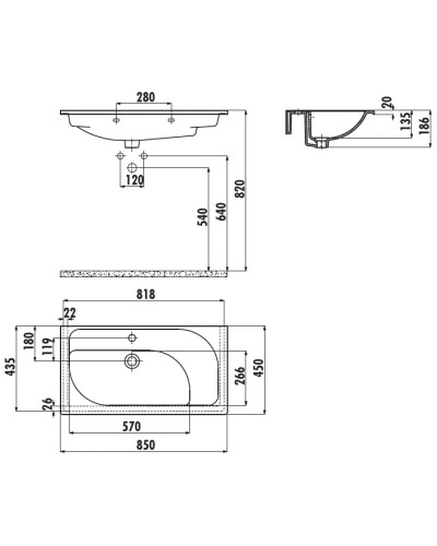 Раковина 85х45 см Creavit Trump TP185-00CB00E-0000