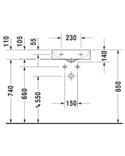 Раковина 45х35 см Duravit DuraSquare 0732450041