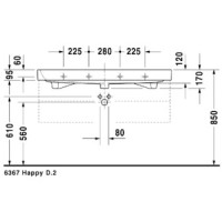 Раковина 120х50,5 см Duravit Happy D.2 2318120000