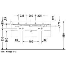 Раковина 120х50,5 см Duravit Happy D.2 2318120024