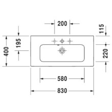Раковина 83х40 см Duravit ME by Starck 2342830000