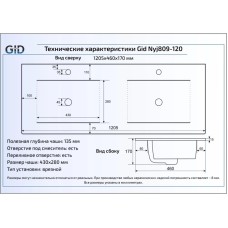 Раковина 120,5х46 см GID Simple N NYJ809-120