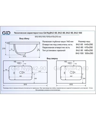 Раковина 101х47 см GID Simple N NYJ842-100