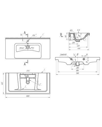 Раковина 100х46,5 см OWL 1975 Harmony 641259