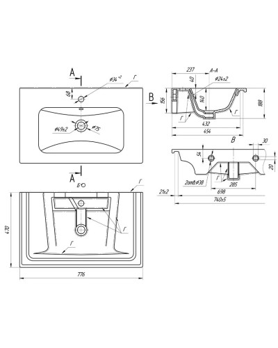 Раковина 77,6х47 см OWL 1975 Euphoria 640177