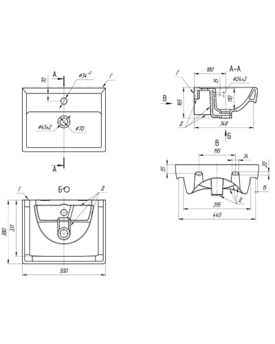 Раковина 50х38 см OWL 1975 Мини 641594