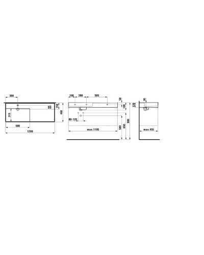 Раковина 120x46 см Laufen Kartell by Laufen 8.1333.2.000.104.1