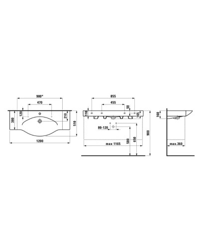 Раковина 120x51 см Laufen Palace 8.1170.4.000.104.R