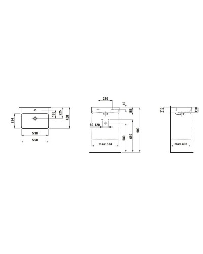 Раковина 55x42 см Laufen Val 8.1028.2.000.104.1