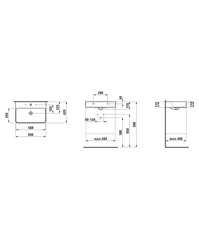 Раковина 60x42 см Laufen Val 8.1028.3.000.104.1