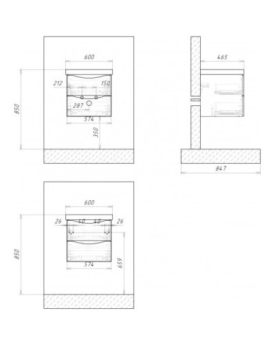Раковина 60х46,5 см BelBagno Fly BB600-LV-CER-N