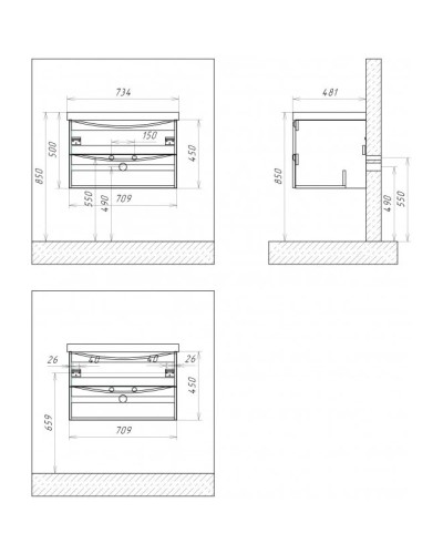 Раковина 73,4х48,1 см BelBagno Fly BB700-LV-CER-N