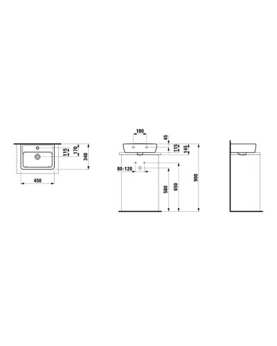 Раковина 45x34 см Laufen Pro A 8.1195.2.000.104.1