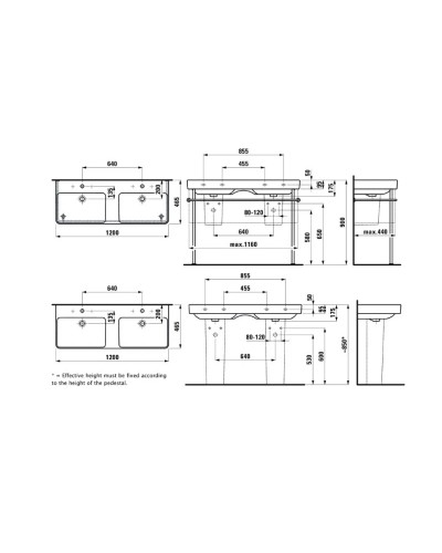 Раковина 120x46,5 см Laufen Pro S 8.1496.6.000.104.1