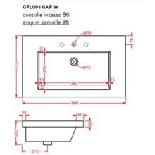 Раковина 86x51 см Artceram Gap GPL003 01 00 bix1