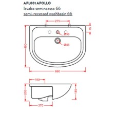 Раковина 66x49 см Artceram Apollo APL001 01 00 bix1
