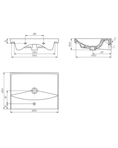 Раковина 60х45 см Cersanit City UM-CIT60/1