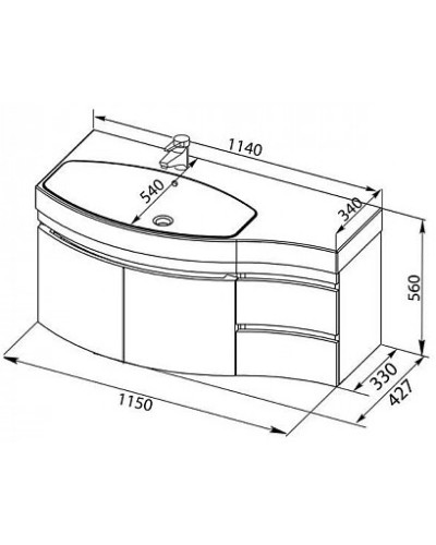 Раковина 114х54 см L Aquanet Опера