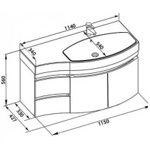 Раковина 114х54 см R Aquanet Опера