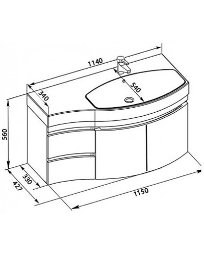 Раковина 114х54 см R Aquanet Опера