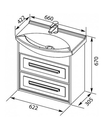 Раковина 66х42,2 см Aquanet Лагуна