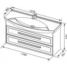 Раковина 121х48,3 см Aquanet Лагуна
