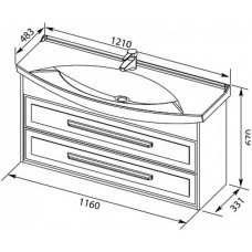 Раковина 121х48,3 см Aquanet Лагуна