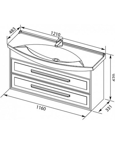 Раковина 121х48,3 см Aquanet Лагуна