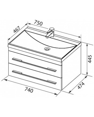 Раковина 75х46,7 см Aquanet Нота