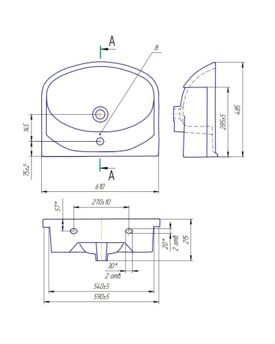Раковина 61х48,5 см Cersanit Erica UM-ERI61/1