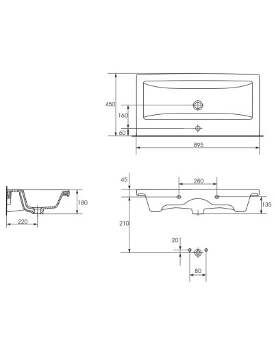 Раковина 89,5х45 см Cersanit Como UM-COM90/1