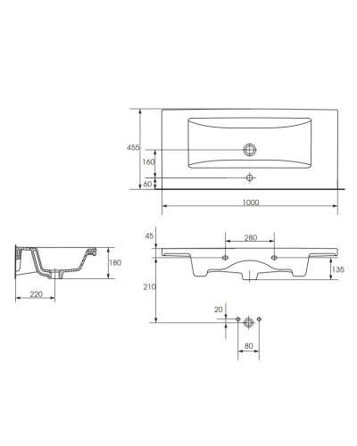 Раковина 100х45,5 см Cersanit Como UM-COM100/1
