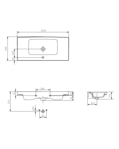 Раковина 101х46 см Cersanit Crea UM-CRE100/1