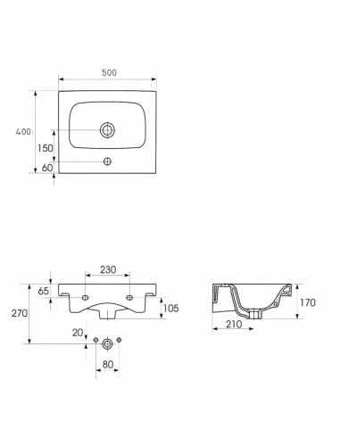 Раковина 50х40 см Cersanit Moduo UM-MOD50/1