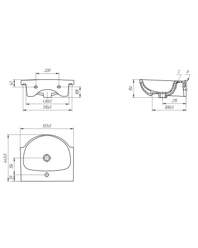Раковина 55,3х44,2 см Cersanit Nati UM-NAT55/1