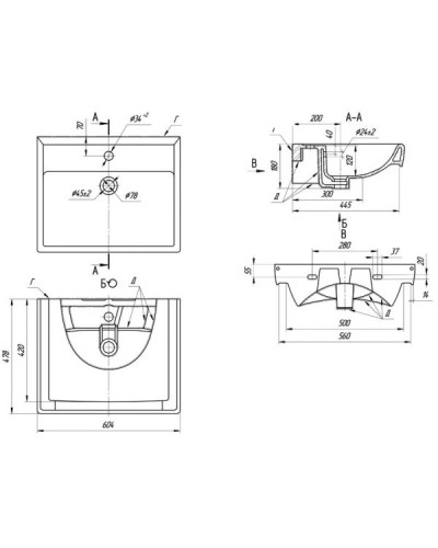 Раковина 60,4х47,8 см 1Marka Q У15884