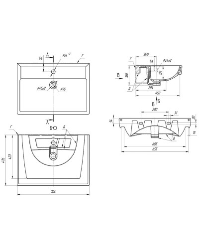 Раковина 70,4х47,6 см 1Marka Q У16519