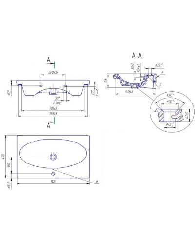 Раковина 80,5х47 см 1Marka Nature У40995