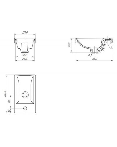 Раковина 40,5х22 см 1Marka Como У34924