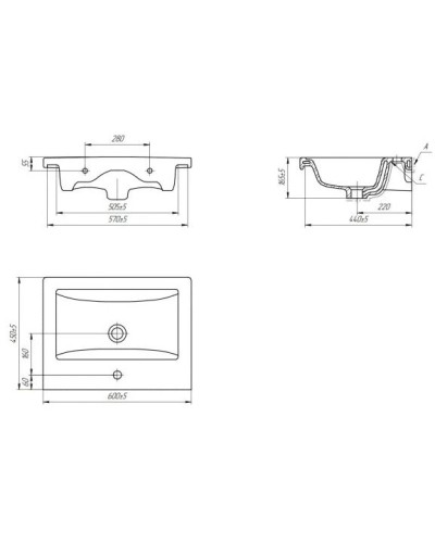 Раковина 60х45 см 1Marka Como У26012