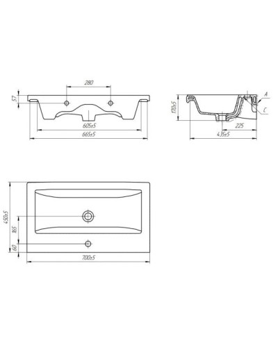 Раковина 70х45 см 1Marka Como У35164