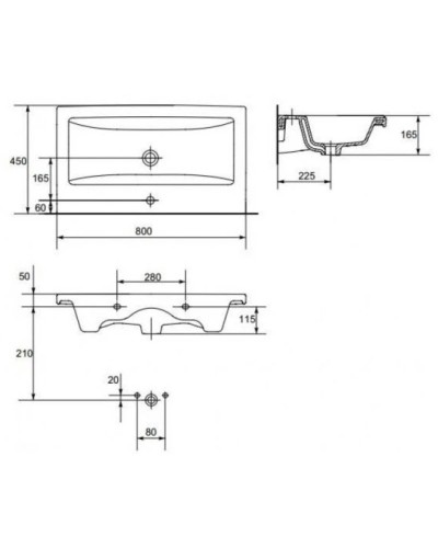 Раковина 80х45 см 1Marka Como У26013