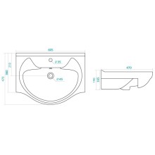 Раковина 60,5х47 см 1Marka Байкал У13146