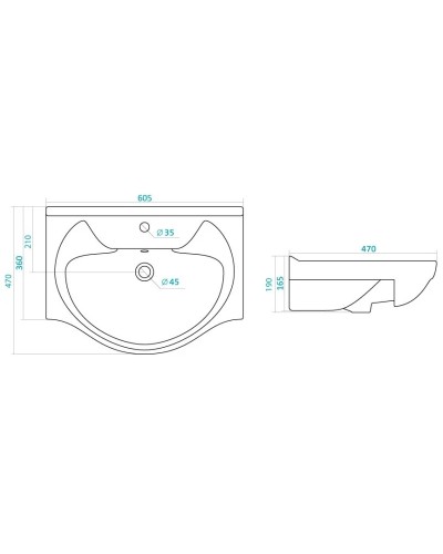 Раковина 60,5х47 см 1Marka Байкал У13146