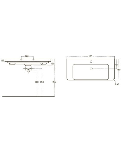 Раковина 105х46 см OWL 1975 Luxury OWLB19-11105