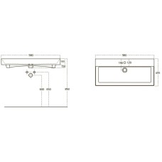 Раковина 98х45,5 см OWL 1975 Stence OWLB19-17100