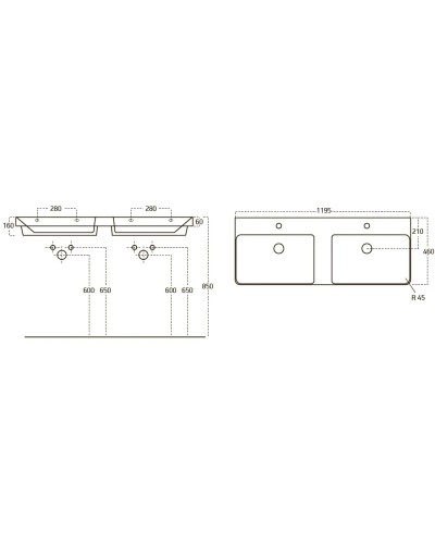 Раковина 119,5х46 см OWL 1975 Luxury OWLB19-11120